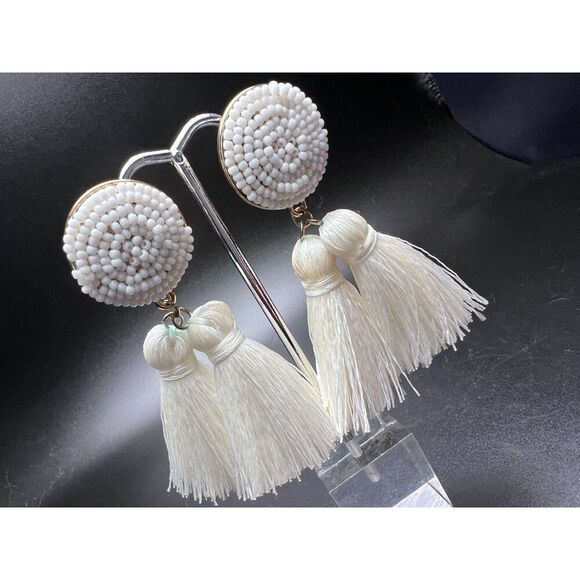 BaubleBar White Fringe Earrings - Picture 1 of 6
